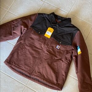 Carhartt Men’s Burgundy and Black Jacket XL